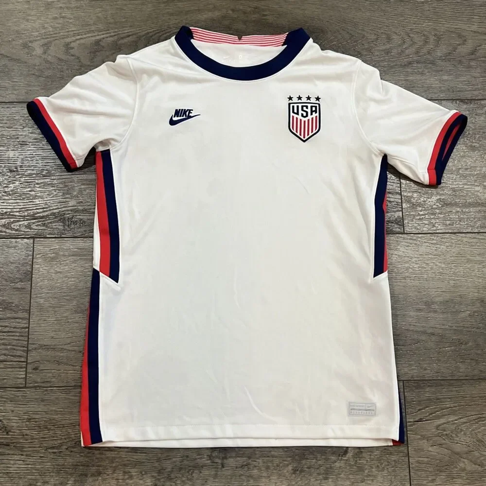 USMNT Nike Youth 2020/21 Home Kit Vaporknit - White/Navy - Youth XL